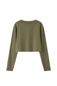 Women's 100% Cotton Washed Cropped Patchwork Cut Sweatshirt