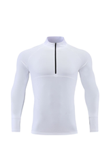 Men's Half Zip Mock Neck Finger Cuffs Long Sleeve Sports Top
