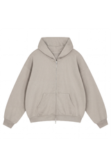 Unisex Fall Relaxed Drop Shoulder Full Zip Hooded Jacket