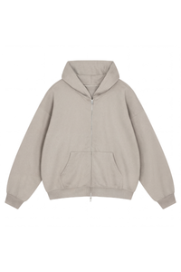 Unisex Fall Relaxed Drop Shoulder Full Zip Hooded Jacket