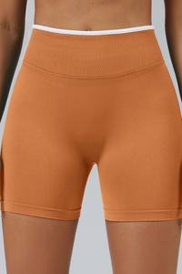 Women's Color Contrast Trim Seamless 3 Inch Yoga Shorts