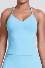Knit Halter Sports Bra - Seamless Breathable Yoga & Workout Top