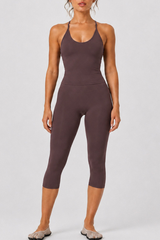 Women's Adjustable Halter Tank Top And Capri Yoga Set
