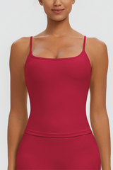 Women Square Neck Adjustable Thin Strap Workout Tank Top