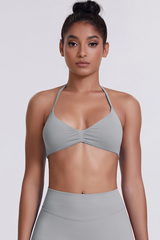 Women's Seamless Pleated Halterneck Sports Bra