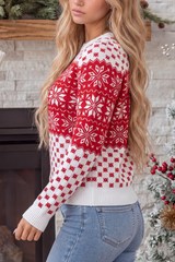 Women's Fall Christmas Snowflake Jacquard Knit Sweater