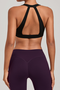 Women's Athletic Halterneck V-neck Cut Out Bra