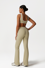 Women High-Waisted Bootcut Butt-Lifting Yoga Set: Sports Bra + Flared Pants