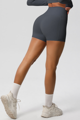 Women's High Waist Side Pocket Yoga Workout Biker Shorts