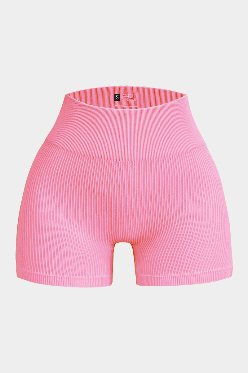 Women's Seamless Ribbed High-Waisted Biker Yoga Shorts