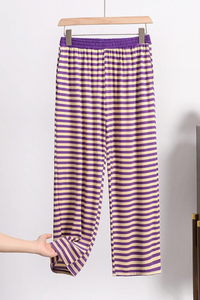 Plus Size Women's Fall Stripe Elastic Waistband Casual Pants
