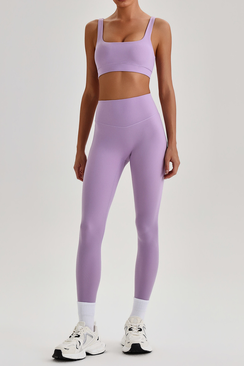 Women's Wide Strap U-neck Bra & High Waist Yoga Leggings Set