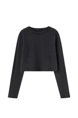 Women's 100% Cotton Washed Cropped Patchwork Cut Sweatshirt