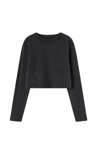 Women's 100% Cotton Washed Cropped Patchwork Cut Sweatshirt