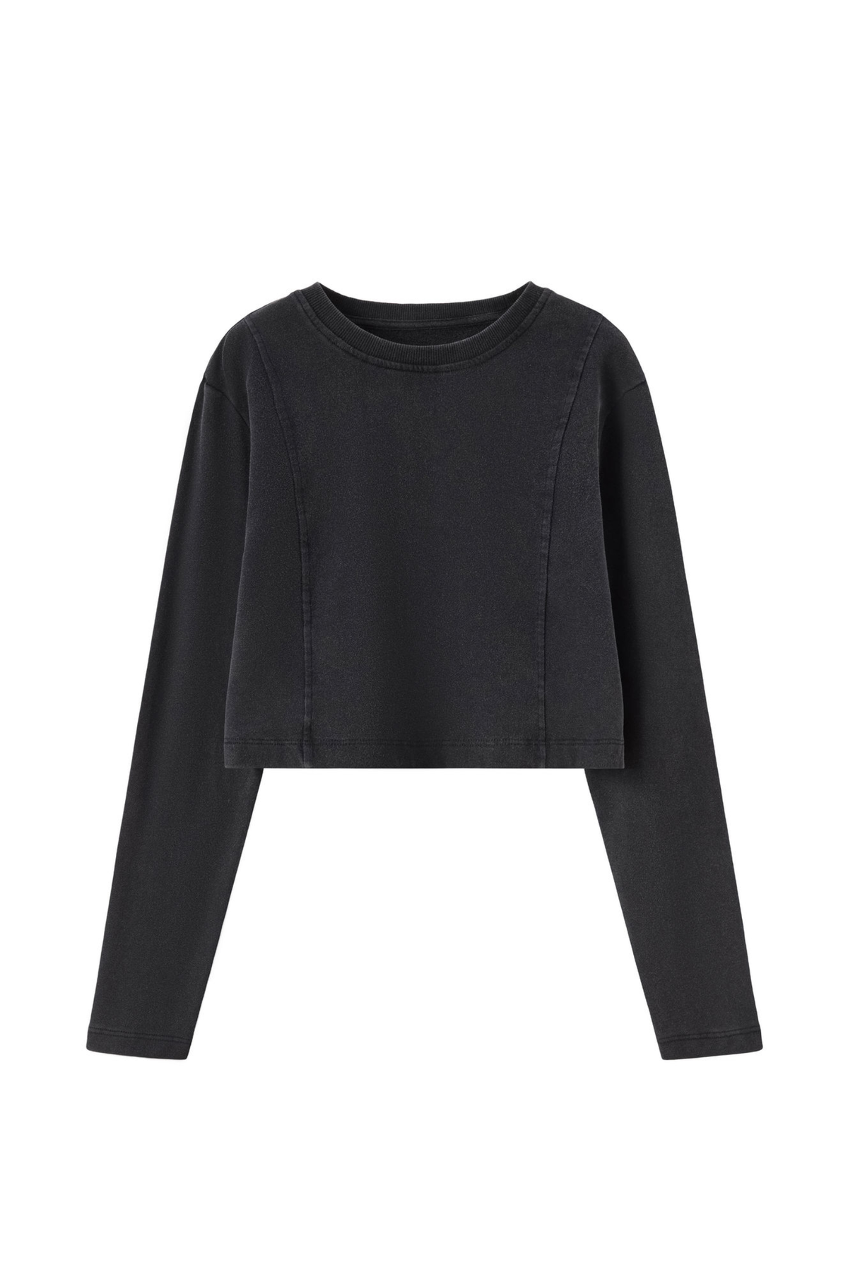 Women's 100% Cotton Washed Cropped Patchwork Cut Sweatshirt