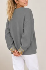 Women's Fall Halloween Cute Pumpkin Glitter Print Pullover