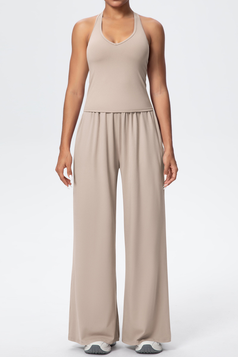 Women’s Set: Halterneck Tank Top & Wide-Leg Pants