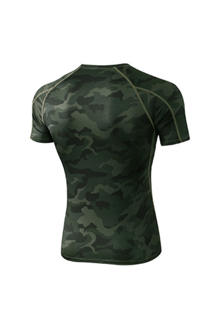 Men's High-Stretch Short Sleeve Camo Print Compression Tee
