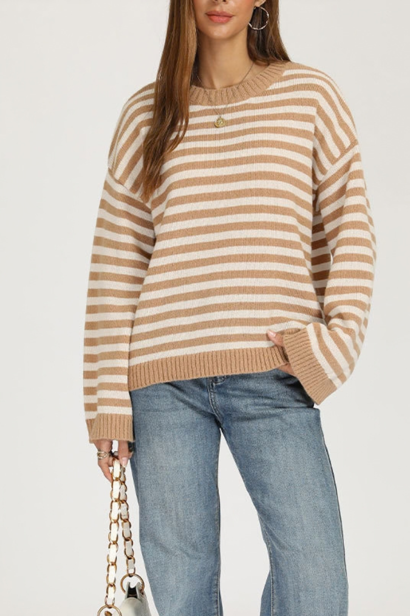 Women's Fall/Winter Knit Striped Knit Color Block Sweater