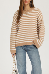 Women's Fall/Winter Knit Striped Knit Color Block Sweater