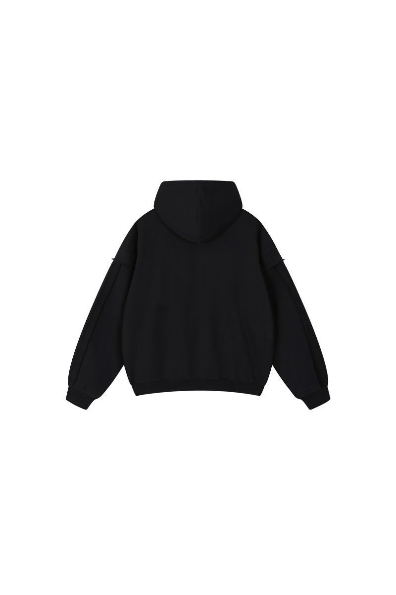 Unisex Fleece Raw Edge Spliced Fake Two Piece Hoodie