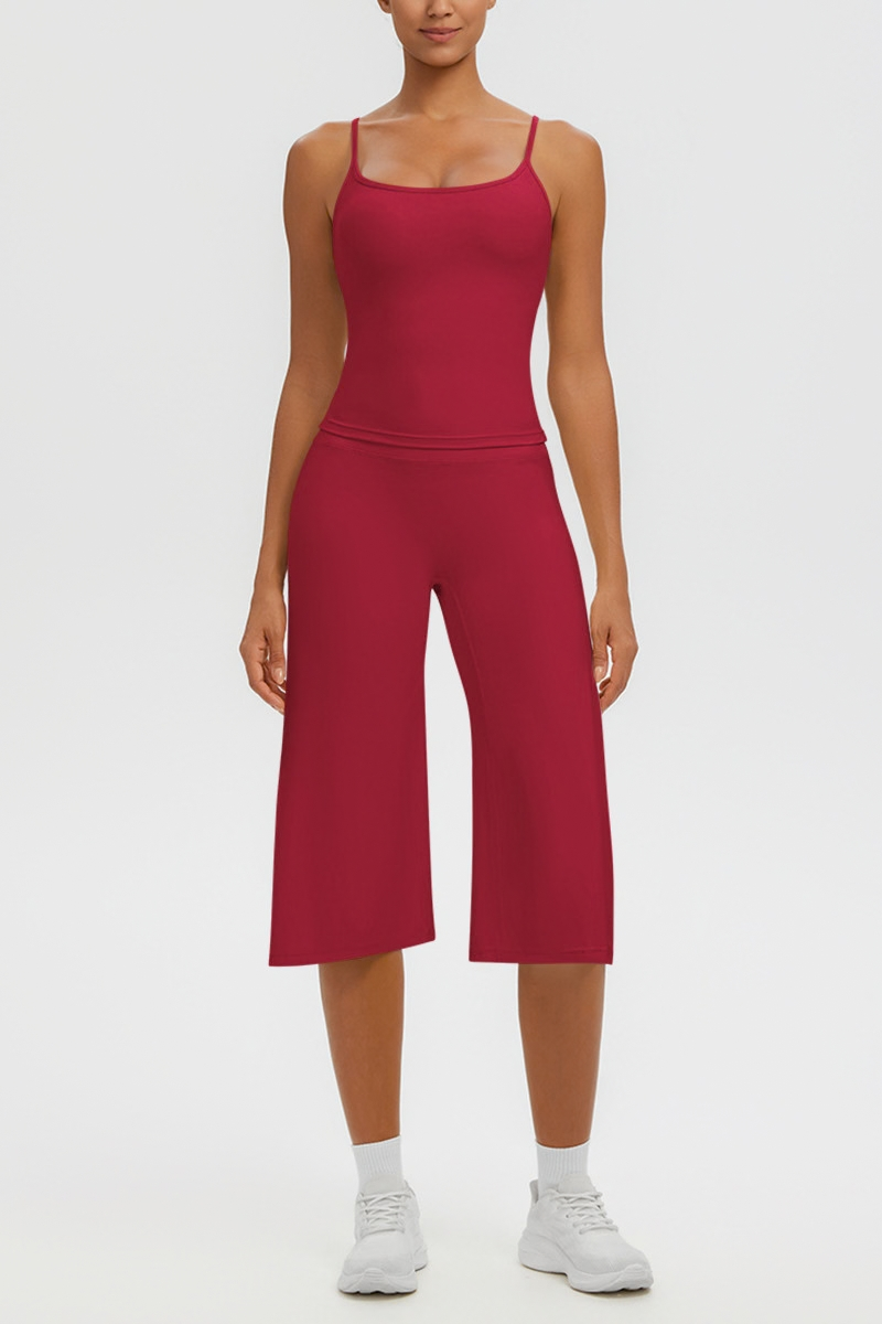 Women's Tank Top & Wide Leg Yoga Cropped Pants Set