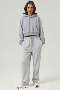 Women's velvet thickened cropped hooded sweatshirt