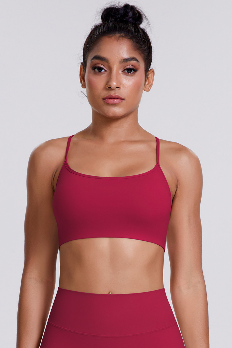 Women's Crisscross Back Spaghetti Straps Quick Dry Sports Bra