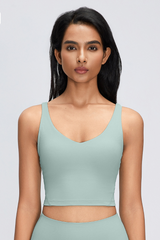 Women's Naked Feeling V Neck Padded Sports Yoga Bra