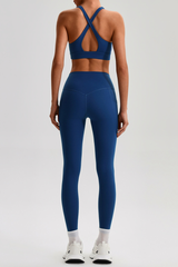 Women's Cross Back Bra & Side Pocket Yoga Leggings Set