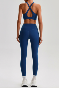 Women's Cross Back Bra & Side Pocket Yoga Leggings Set