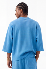 Men's Drop Shoulder Loose Crew Neck Waffle Knit T-shirt