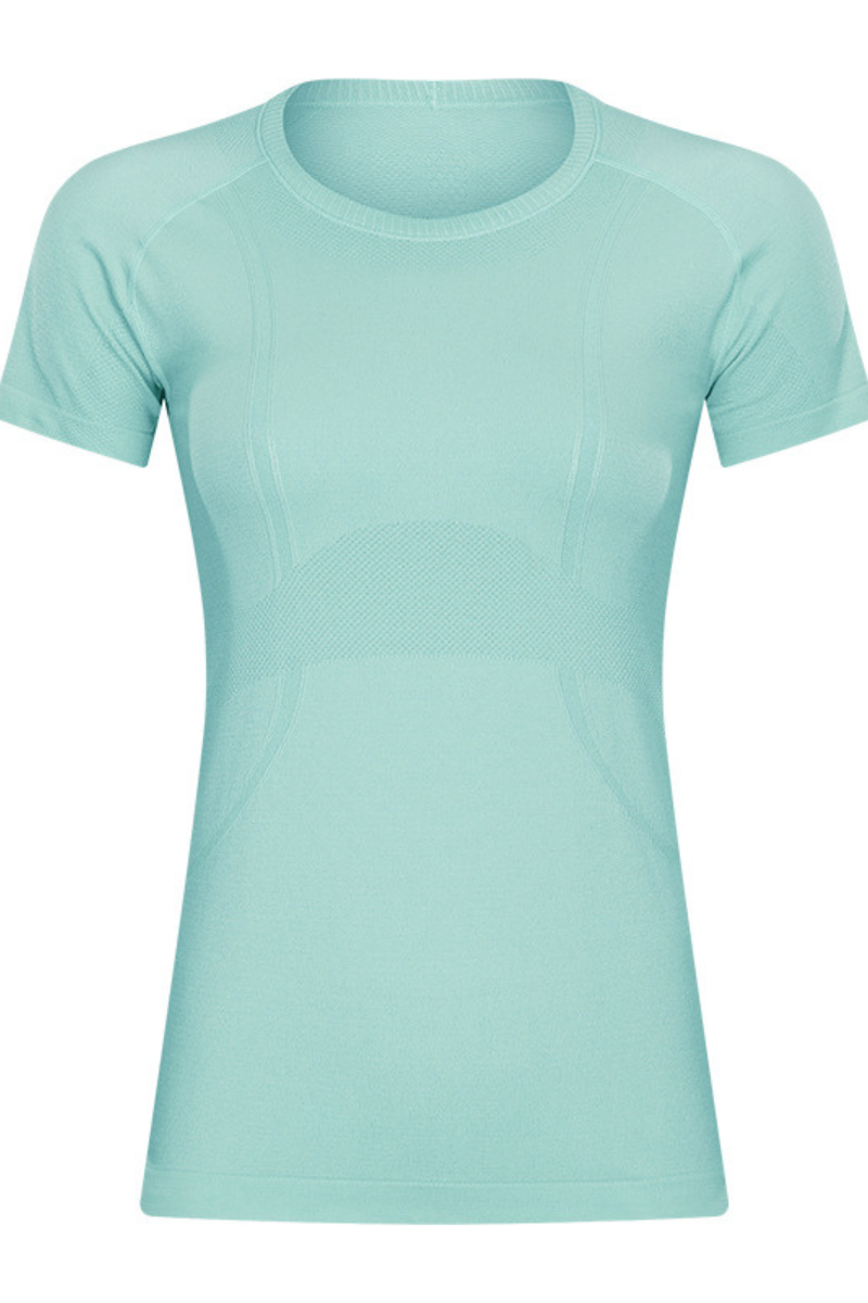 Women Seamless Round Neck Short Sleeve Sport T-Shirt