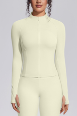 Women's Stand Collar Full Zip Slim Fit Workout Yoga Jacket