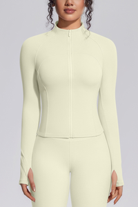 Women's Stand Collar Full Zip Slim Fit Workout Yoga Jacket