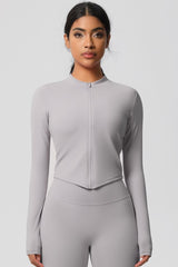 Women's round neck front zipper sports jacket