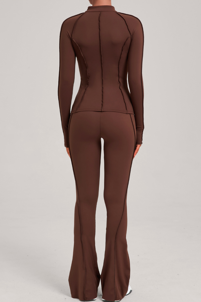 Ladies' zipper long-sleeve two-piece set