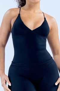 Women's Athletic Twist-Front Cross-Back V-Neck Tank Top