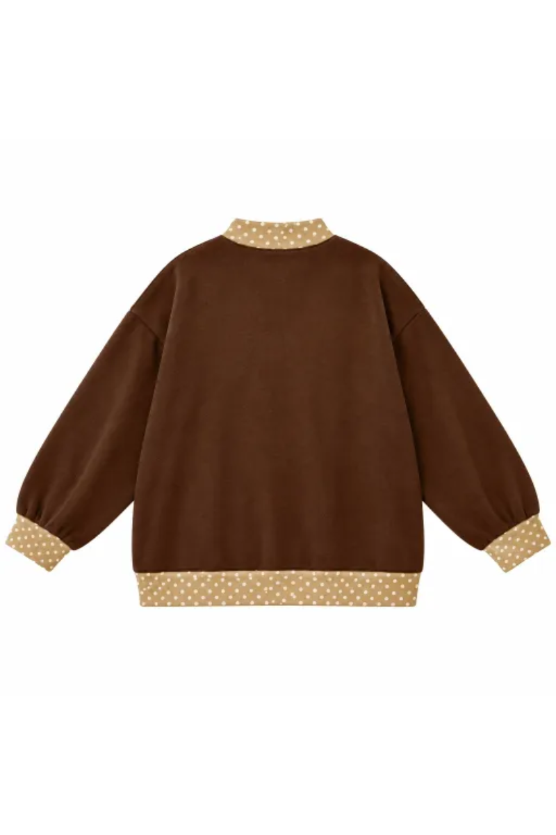 Women's Fall Custom Polka Dot Embroidery Mockneck Sweatshirt
