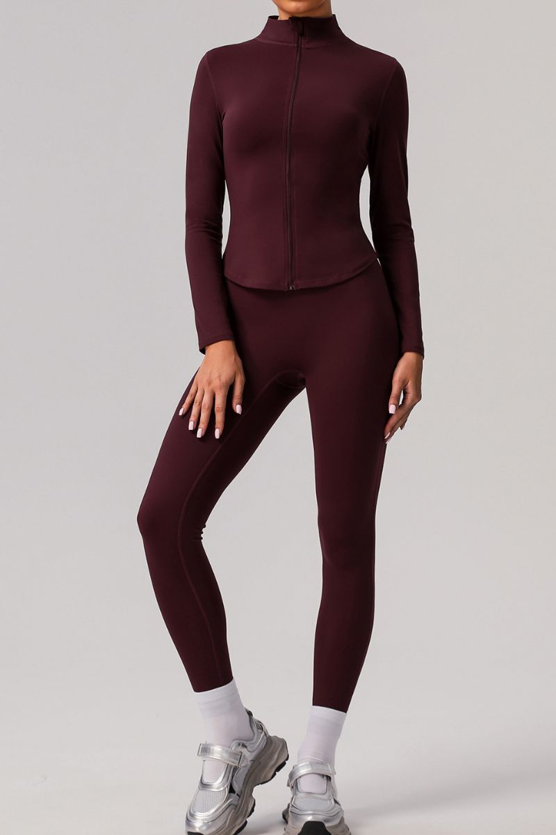 Classic long-sleeved track jacket and sports leggings 2-piece set