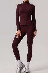 Classic long-sleeved track jacket and sports leggings 2-piece set