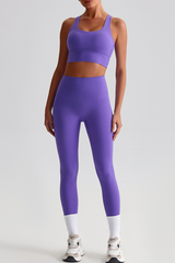 Women's Bare Feel  Cross Back Bra & High Waist Leggings Set