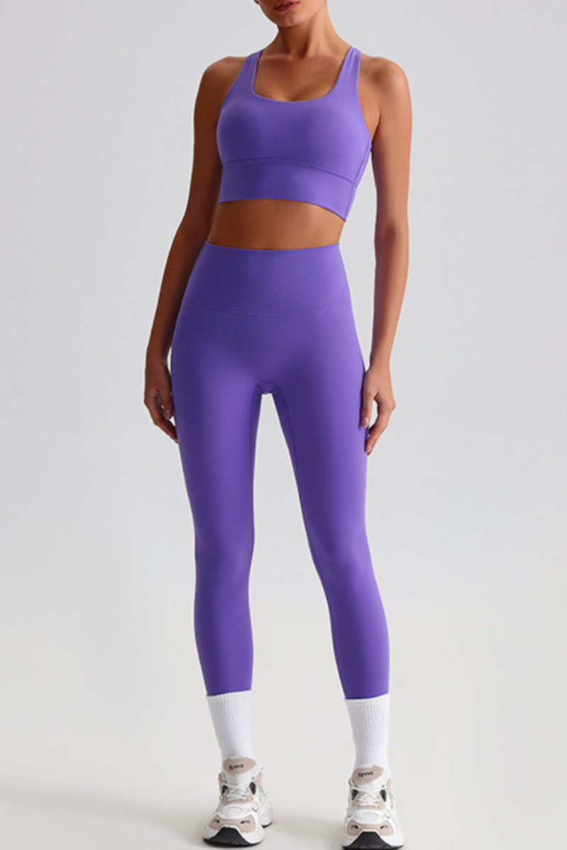 Women's Bare Feel  Cross Back Bra & High Waist Leggings Set