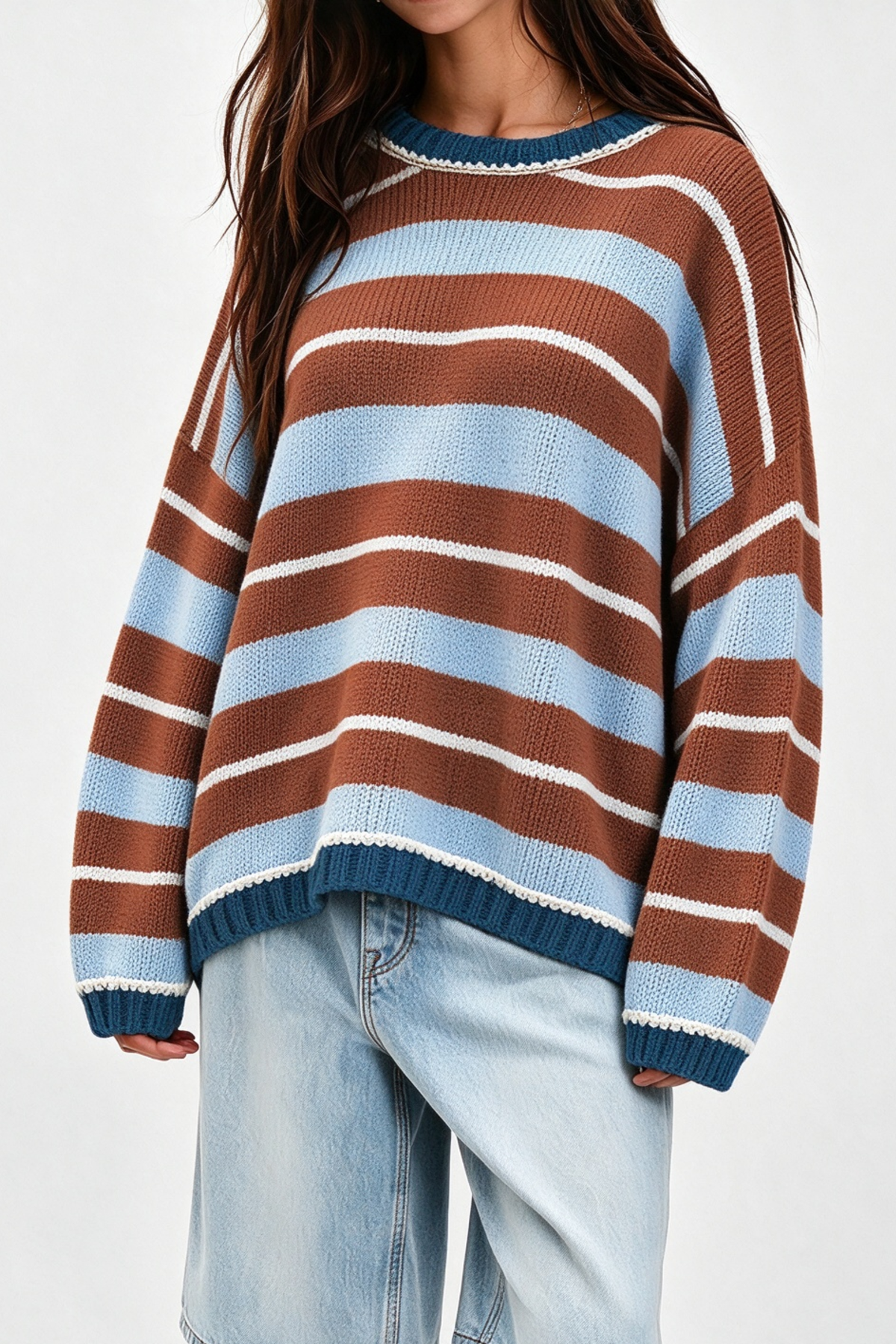 Women's Loungewear Sweet Striped Color Block Knit Sweater