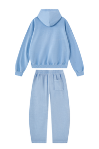 Unisex 100% Cotton Fall Washed Hoodie & Curved Sweatpant Set