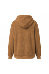 Women's Plush Long-Sleeve Drawstring Hoodie with Pet Pouch