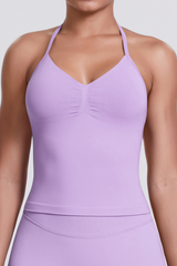 Knit Halter Sports Bra - Seamless Breathable Yoga & Workout Top