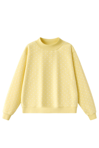 Unisex Fall Cozy Fleece Polka Dot Mockneck Sweatshirt