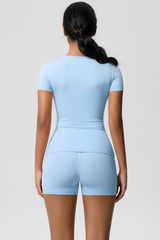 Women Yoga Set: Quick Dry Breathable Short Sleeve + Shorts