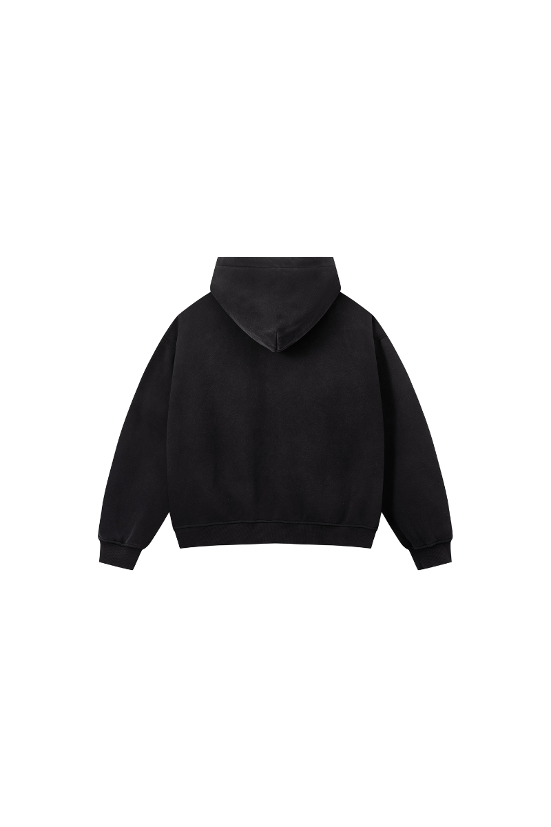 Unisex Fleece-Lined Spray-Faded Oversized Hooded Jacket